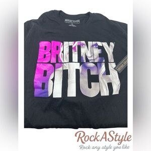 X-L 100% Cotton Britney B- Black Graphic T-Shirt with Purple and White Text